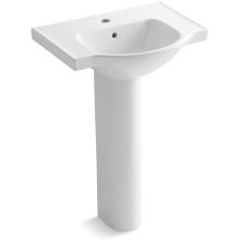Veer 24" Pedestal Bathroom Sink with One Hole Drilled and Overflow