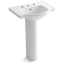Veer 24" Pedestal Bathroom Sink with 8" Widespread Faucet Holes and Overflow