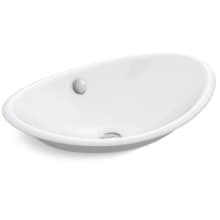 Iron Plains 20-3/4"L Enameled Cast Iron Wading Pool Oval Bathroom Sink with Overflow and White Painted Underside
