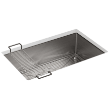 Strive 29" Single Basin Undermount 16-Gauge Stainless Steel Kitchen Sink with SilentShield with Basin Rack and Utility Shelf