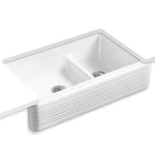 Whitehaven 35-11/16" Double Basin Farmhouse Cast Iron Kitchen Sink with Self-Trimming Apron and SmartDivide
