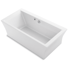 Stargaze 72" x 36" Freestanding Bath with Bask Heated Surface, Fluted Shroud and Center Drain