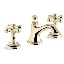 Artifacts Widespread Bathroom Faucet with Bell Spout and Cross Handles - Includes Metal Pop-Up Drain Assembly