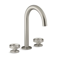 Components 1.2 GPM Widespread Tube Spout Bathroom Faucet with Industrial Handles, UltraGlide Technology and Pop-Up Drain Assembly