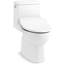 Reach 1.28 GPF One-Piece Compact Elongated Chair Height Toilet with Fully Skirted Trapway - Includes PureWash E545 Elongated Closed-Front Bidet Seat with Heated Seat, Adjustable Water Temperature and Pressure, Front and Rear Wash Modes, Automatically UV Light Self-Cleaning Wand, Quiet-Close, Quick-Release, and LED Night Light Technologies