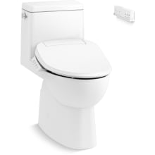 Reach 1.28 GPF One-Piece Compact Elongated Chair Height Toilet with Fully Skirted Trapway - Includes PureWash E700 Elongated Bidet Seat with Heated Seat, Automatically UV Light Self-Cleaning Wand, Handheld Remote, Adjustable Water Position and Pressure, Adjustable Water Temperature, Quiet-Close Lid, Quiet-Release Hinges, and LED Night Light