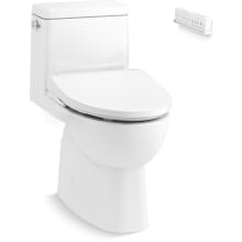 Reach 1.28 GPF One-Piece Compact Elongated Chair Height Toilet with Fully Skirted Trapway - Includes Irvine E915 Elongated Slim Bidet Toilet Seat With Remote Control
