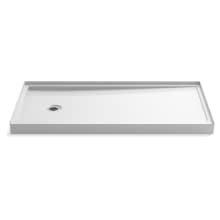 Rely 60" x 30" Rectangular Shower Base with Single Threshold and Left Drain