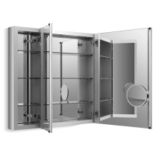 40" x 30" Triple Door Reversible Hinge Frameless Mirrored Medicine Cabinet from the Verdera Collection