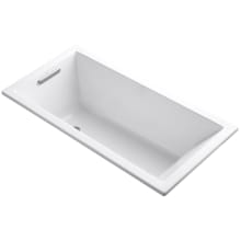 Underscore Collection 60" Drop In Deep Soaker Bath Tub with Slotted Overflow and Reversible Drain