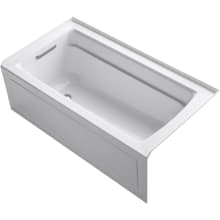 Archer 60" Three Wall Alcove Acrylic Air Tub with Left Drain and Overflow - Comfort Depth Design