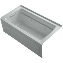 Archer Collection 60" Three Wall Alcove Jetted Whirlpool Bath Tub with Left Side Drain