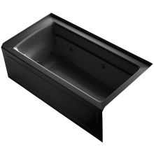 Archer Collection 60" Three Wall Alcove Jetted Whirlpool Bath Tub with Right Side Drain