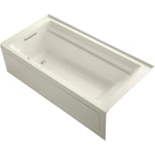 Archer 72" Three Wall Alcove Acrylic Air Tub with Left Drain and Overflow - Comfort Depth Design and Bask Heated Surface Technology