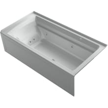 Archer 72" Three Wall Alcove Acrylic Air/Whirlpool Tub with Right Drain, Arm Rests, and Overflow - Comfort Depth Design