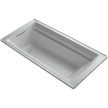 Archer Collection 72" Drop In Soaker Bath Tub with Slotted Overflow, Armrests, Lumbar Support and Textured Bottom