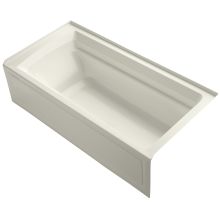 Archer Collection 72" Three Wall Alcove Soaker Bath Tub with Slotted Overflow, Armrests, Lumbar Support, Textured Bottom and Right Hand Drain