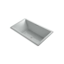 Underscore Collection 72" Drop In Acrylic Bath Tub With Molded Lumbar Support and Center Drain