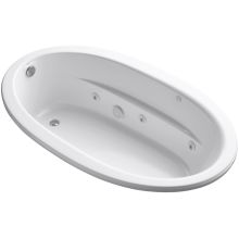 Sunward Collection 72" Undermount or Drop In Jetted Whirlpool Bath Tub with Reversible Drain