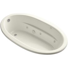Sunward Collection 72" Undermount or Drop In Jetted Whirlpool Bath Tub with Reversible Drain