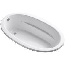 Sunward Collection 72" Drop In Soaking Bath Tub with Reversible Drain