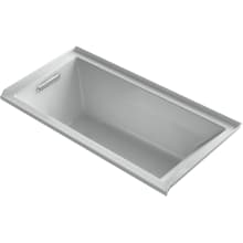 Underscore 60" Drop In, Three Wall Alcove Acrylic Experience Tub with Left Drain and Overflow