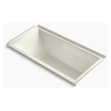 Underscore 60" Drop In, Three Wall Alcove Acrylic Experience Tub with Right Drain and Overflow
