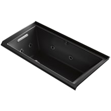 Underscore Rectangle 60" Three Wall Alcove Acrylic Air / Whirlpool Tub with Left Drain and Overflow
