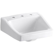 Chesapeake 14" Wall Mounted Bathroom Sink with 3 Holes Drilled and Overflow