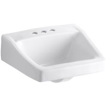 Chesapeake 14" Wall Mounted Bathroom Sink with 3 Holes Drilled and Overflow