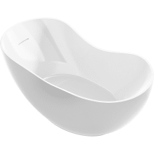 Abrazo 66" Free Standing Resin Soaking Tub with Center Drain, Drain Assembly and Overflow