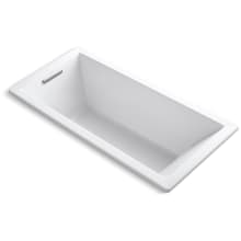 Underscore 66" x 32" Drop In Soaking Bath Tub with Reversible Drain, Molded Lumbar Support, and Slotted Overflow
