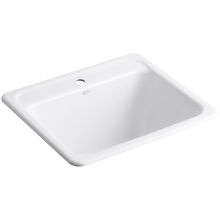 Glen Falls 25" Single Basin Undermount or Drop In Cast Iron Utility Sink with Single Faucet Hole