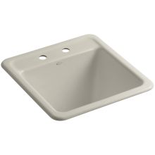 Park Falls 21" Single Basin Undermount or Drop In Cast Iron Utility Sink with Two Faucet Holes