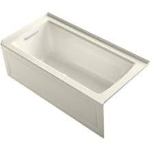 Archer 60" Three Wall Alcove Acrylic Air Tub with Left Drain, Overflow, and Integral Apron - Comfort Depth Design and Bask Heated Surface Technology