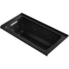 Archer 60" Three Wall Alcove Acrylic Air/Whirlpool Tub with Left Drain and Overflow - Comfort Depth Design