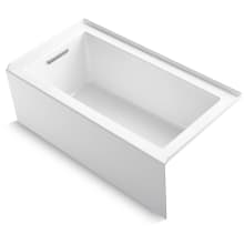 Underscore 60" Acrylic Soaking Bathtub for Three Wall Alcove Installation with Left Drain, Integral Apron, Flange and Overflow