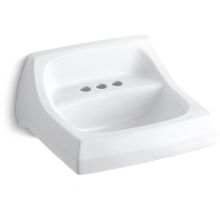 Kingston 16" Wall Mounted Bathroom Sink with 3 Holes Drilled and Overflow