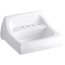 Kingston 16" Wall Mounted Bathroom Sink with 4 Holes Drilled and Overflow