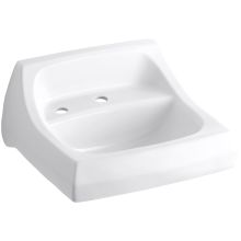Kingston 16" Wall Mounted Bathroom Sink with 2 Holes Drilled and Overflow