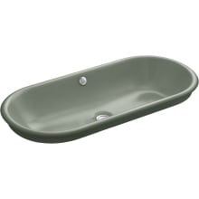 Iron Plains 33-1/16" Oval Cast Iron Drop In, Undermount, Vessel Bathroom Sink with Overflow