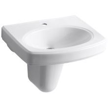 Pinoir 18" Wall Mounted Bathroom Sink with 1 Hole Drilled and Overflow