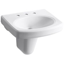 Pinoir 18" Wall Mounted Bathroom Sink with 3 Holes Drilled and Overflow