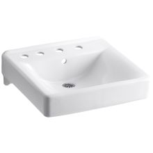 Soho 18" Wall Mounted Bathroom Sink with 4 Holes Drilled and Overflow