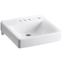 Soho 18" Wall Mounted Bathroom Sink with 4 Holes Drilled