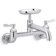 Clearwater 1.8 GPM Wall Mounted Widespread Bridge Kitchen Faucet - Includes Soap Dish