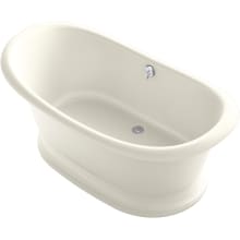Artifacts 67" Free Standing Cast Iron Soaking Tub with Center Drain and Overflow - Claw Feet Required for Installation