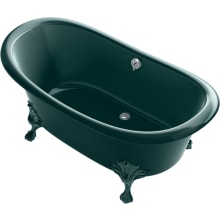 Artifacts 67" Clawfoot Cast Iron Soaking Tub with Center Drain and Overflow