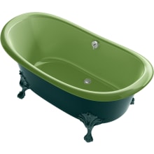 Artifacts 67" Clawfoot Cast Iron Soaking Tub with Center Drain and Overflow