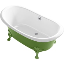 Artifacts 67" Clawfoot Cast Iron Soaking Tub with Center Drain